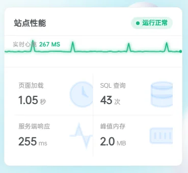 子比主题美化 - 添加站点性能小工具-诺言资源网