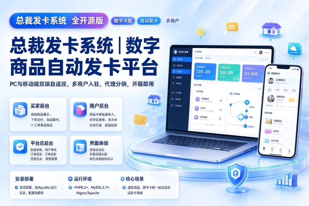 总裁发卡系统商户版-诺言资源网